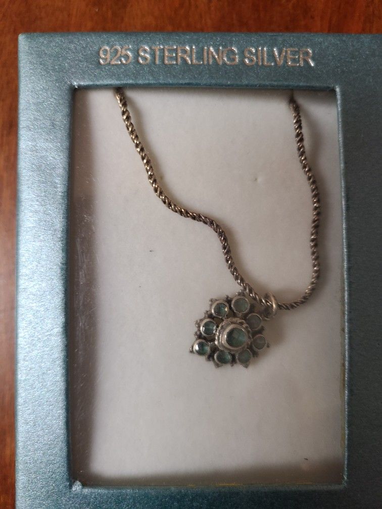 Sterling Silver With Genuine Stones Necklace