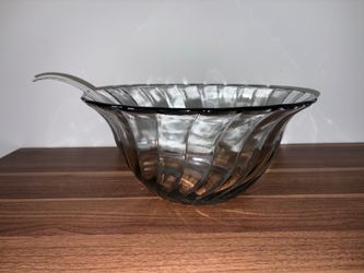 Smoked Glass Swirl Punch Bowl with Ladle