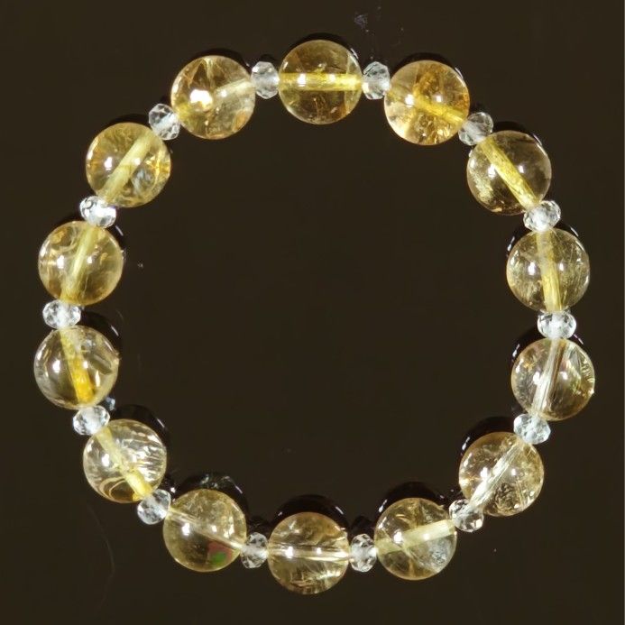 Real Natural Rainbow Citrine White Topaz Crystal Bracelet • Attract Abundance