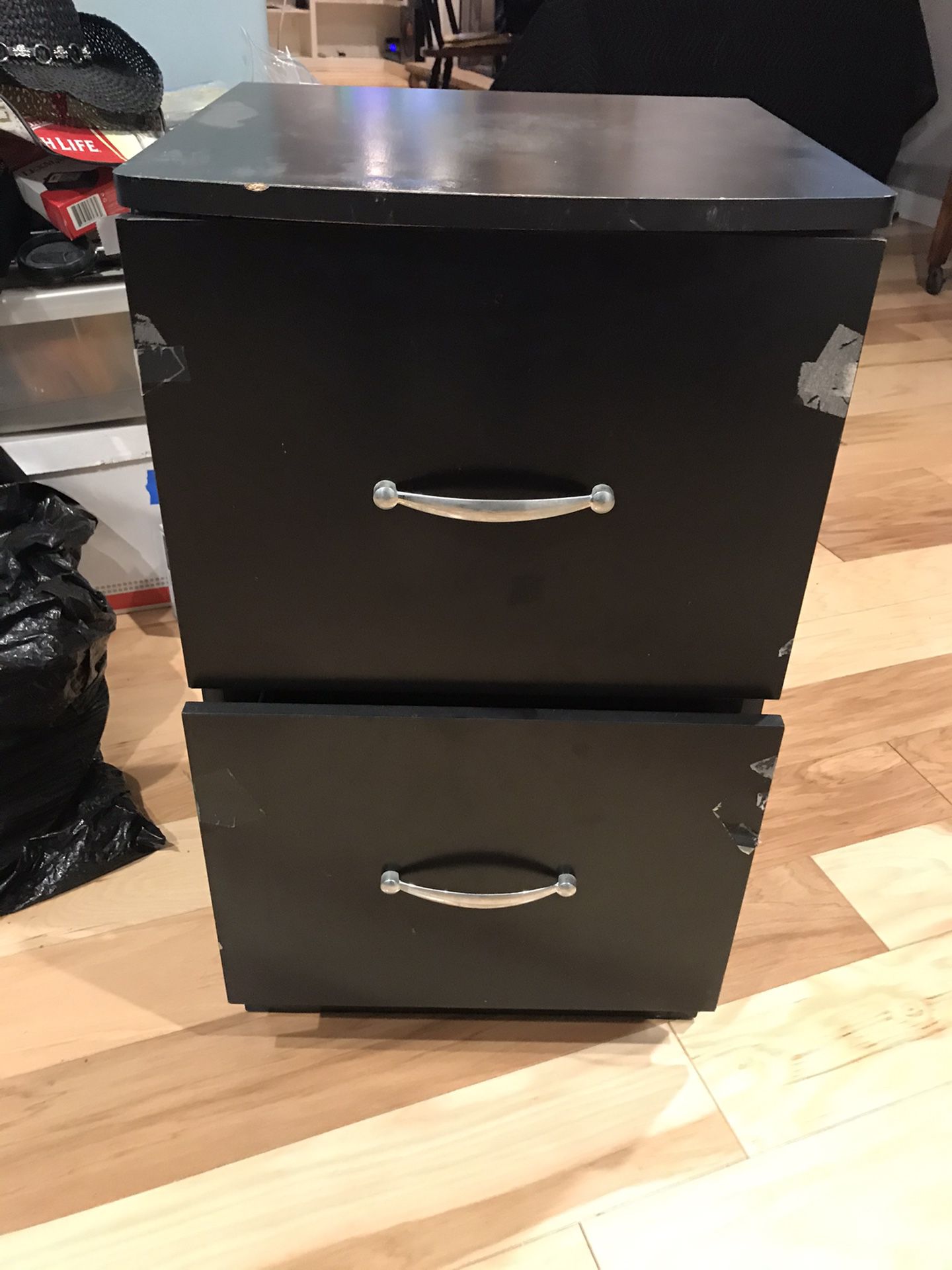 Small two drawer filing cabinet