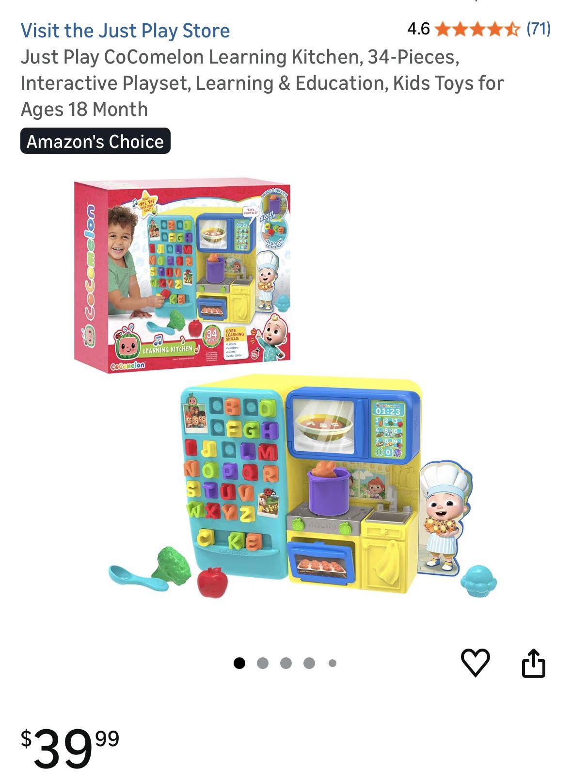 NEW IN BOX - Just Play CoComelon Learning Kitchen, 34-Pieces, Interactive Playset, Learning & Education, Kids Toys for Ages 18 Month