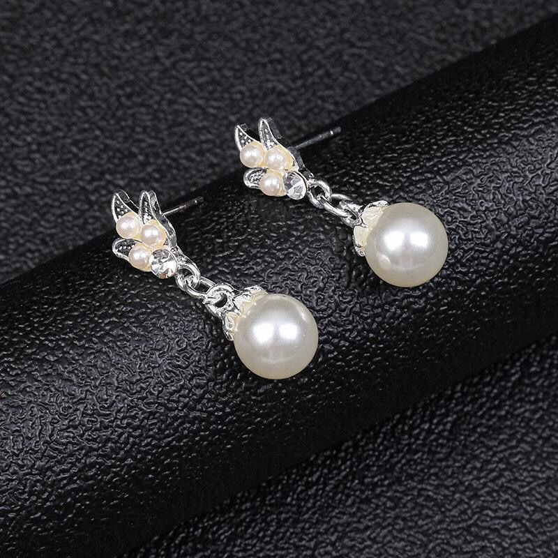 Pearl necklace women's earrings set fashion temperament French alloy droplet flower bridal dress wedding dress