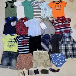 Boy's Clothes - Onesies, Shirts, Tshirts, Sweatshirts, Pants, Tshirts, Shorts, And Socks - Size 12 months 