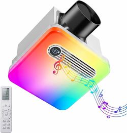 Bathroom Exhaust Fan with Light, Bluetooth Speaker & Heater, 230 CFM 1.5 Sone, 900W/1800W Dual-Heat, 7-Color RGB & 3CCT Dimmable LED Light & Nightligh