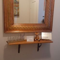 Mirror and shelf together