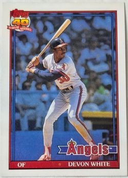 1991 Topps Devon White Angels Baseball Card # 704 Unc