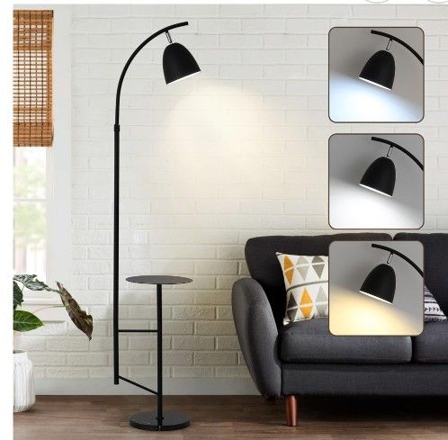 O'NEELDY Floor Lamp with Table Black Floor Lamp Modern Floor Lamp Bedroom with Table Ahed Modern Dimmable Lamps for Living Room 71" Org $139