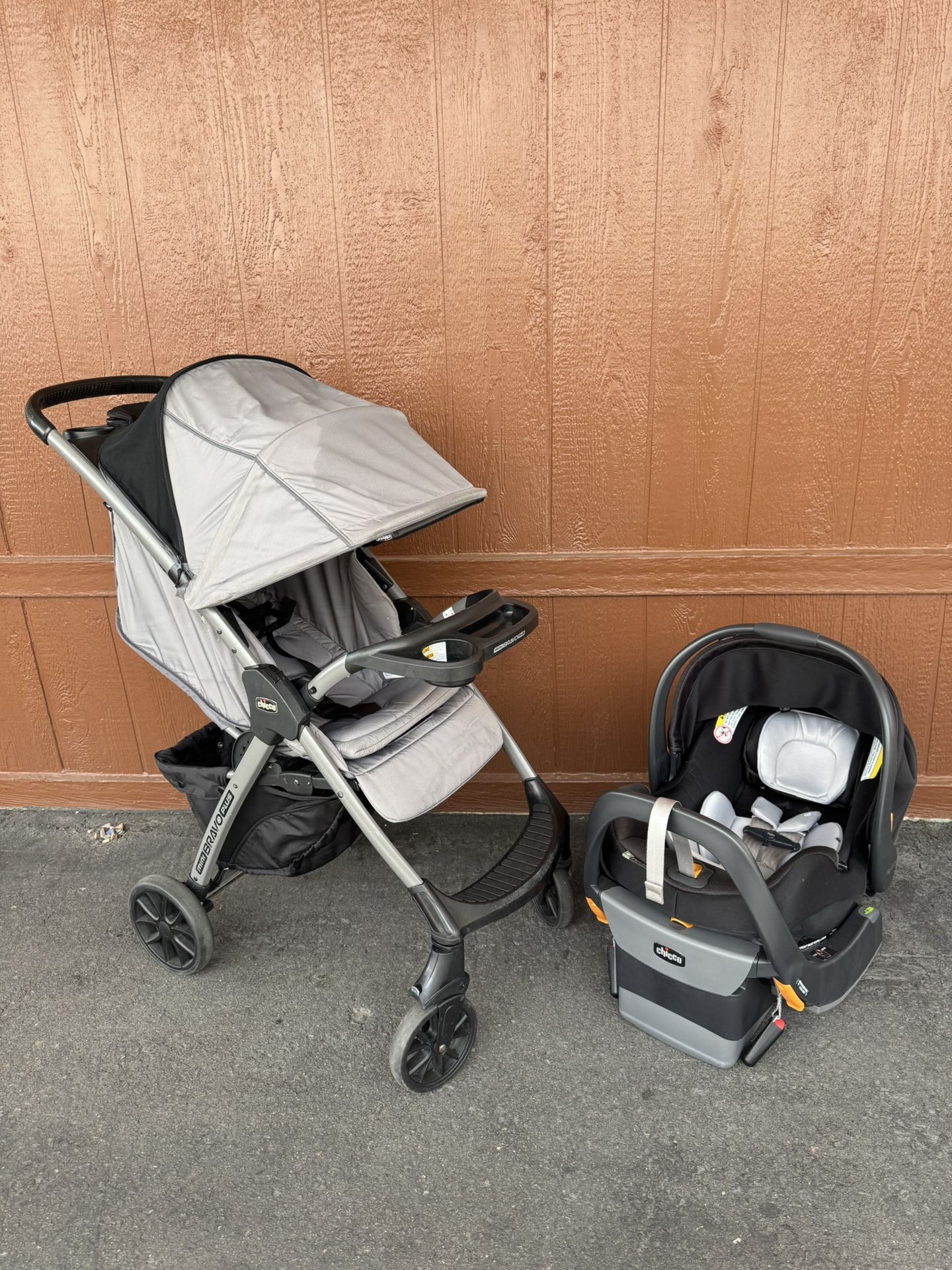 LIKE NEW Chicco Stroller + Car Seat + Base