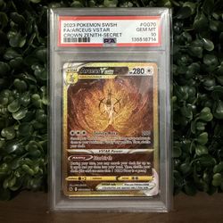 ARCEUS VSTAR GG70 PSA 10 GEM MINT POKEMON SWSH CROWN ZENITH SECRET FULL ART 2023