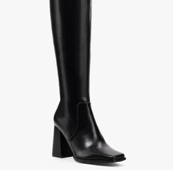 Casual Classic Knee High Long Boots Square toe 4IN for Women - Trendy Daily Chunky Block Heel Tall Dressy Boots Comfortable