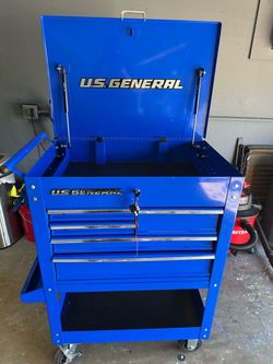 US General 5 Drawer Tool Cart - Blue