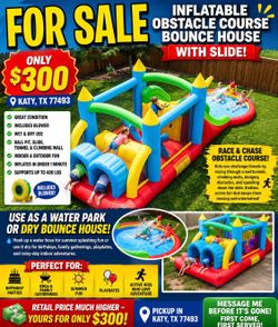 🏃‍♂️🎉 FOR SALE – INFLATABLE OBSTACLE COURSE BOUNCE HOUSE WITH WATER SLIDE! 🎉