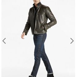 Lucky Brand Classic Bonneville Leather Jacket - SIZE: small