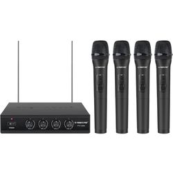 Sistema de micrófono inalámbrico, micrófonos inalámbricos VHF de 4 canales, con 4 micrófonos dinámicos de mano, receptor de metal, largo alcance