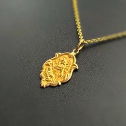 Jewelry 18k hollow yellow gold guardians angel Pendant charm