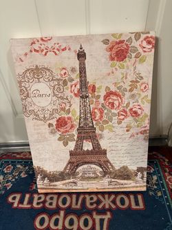 🇫🇷👨🏻‍🎨🗼Paris Eiffel Tower Floral Canvas Wall Art