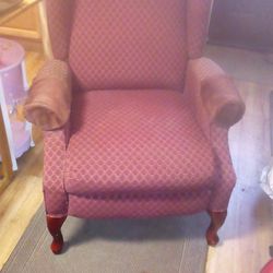 Nice Maroon Recliner Chair Queen Anne Style 