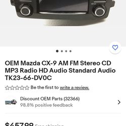 2013 OEM Cx-9 Mazda Radio 