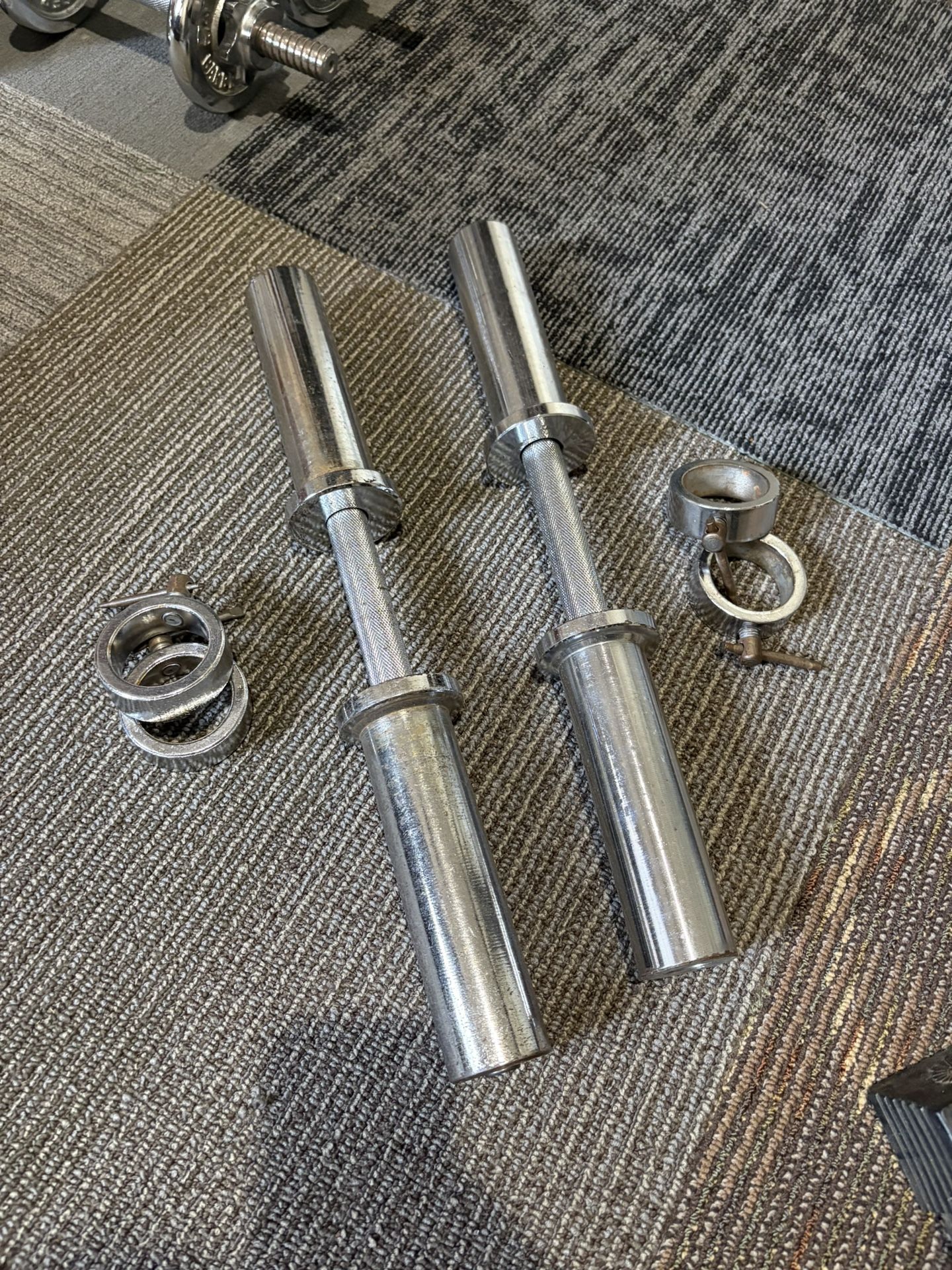 Olympic dumbbell handles with collars