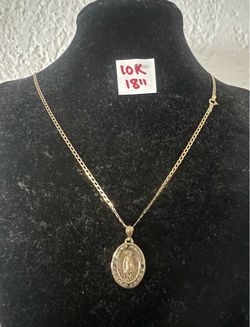 10K Solid Gold Chain and Pendant For Wedding 18 Inches Long