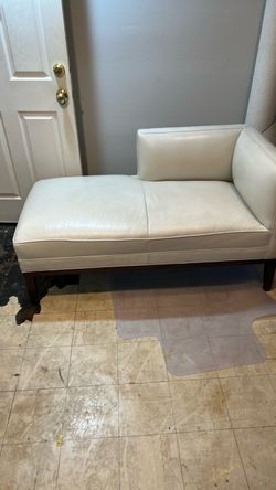 White Leather Chaise Lounge Bench