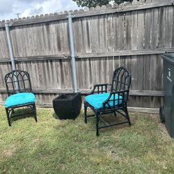 Black (2) Wicker Patio Chairs