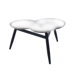 New In Box_Faux White Marble Top Table With Black Metal Legs