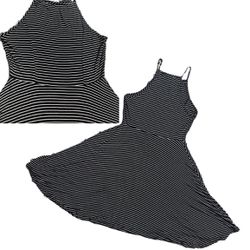 Body Glove Summer Swing Dress Black & White Stripes Size M Women’s Soft Stretch