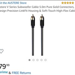 Austere V Series gold-tipped Subwoofer cables