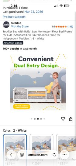 Never used - Toddler Crib Convertible bed