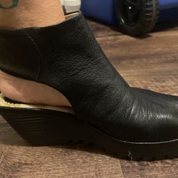 Black Platform Leather Sandals