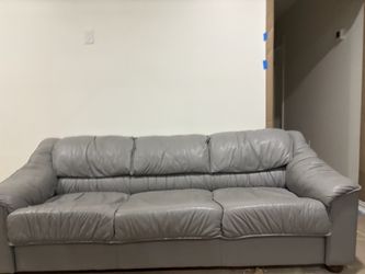 Gray Leather 3-Seat Sofa and single seat sofa