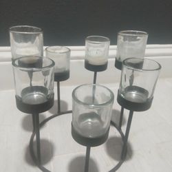 Iron Candle Holder With Removable Glass Cups 
