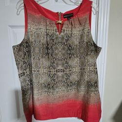 Snakeskin & Coral Sleeveless Blouse - Wild Style!