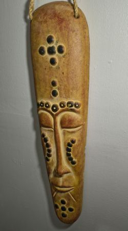 Pottery Hanging Wall Art -  Mask 26"×6"
