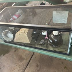 Snake / Fish Tank  With Lamps Etc