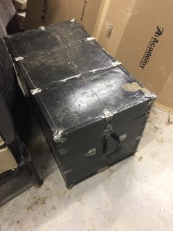 Old Metal Trunk, Black Worn with Love.