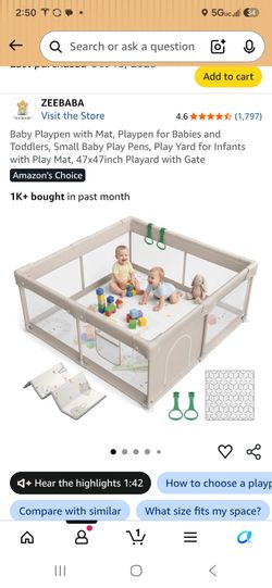Baby Playpen with Mat 47x47inch