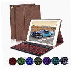 iPad Keyboard Case 9.7 for iPad 2018 (6th Gen)/iPad 2017 (5th Gen)/iPad Pro 9.7/iPad Air 2 & 1 - Wireless/BT - 7 Colors Backlit Detachable Keyboard -