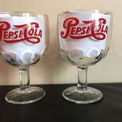 Pair of 70’s Pepsi Fountain Glasses