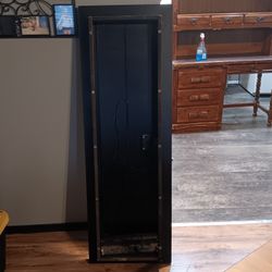 Concealed, mirrored, in- wall gun safe