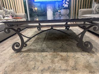 Marble Top Coffee Table with Iron Base