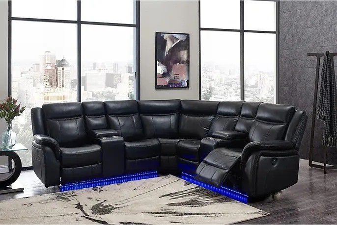 BLACK RECLINER SECTIONAL 