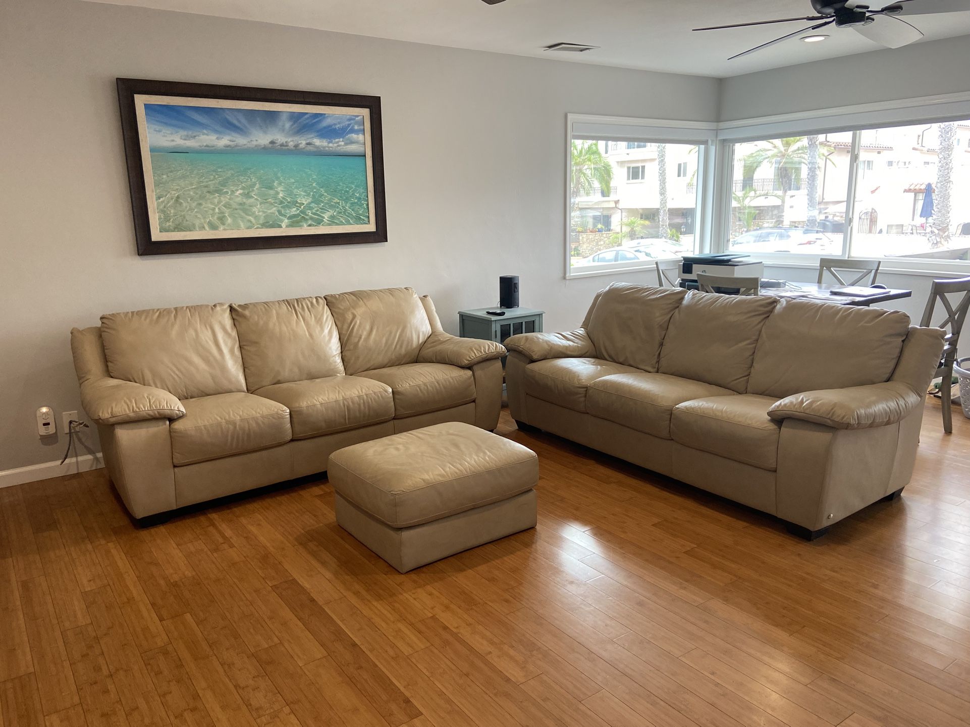 Genuine Leather Sofas With Ottoman