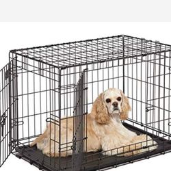 Dog Crate MidWest ICrate 30 Inch Double Door Folding Metal Dog Crate W/ Divider Panel, Floor Protecting Feet & Leak Proof Dog Tray 30L X 19W X 21H Inc