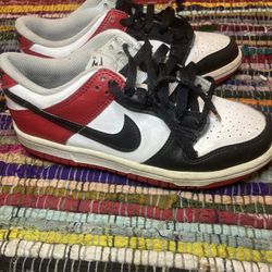 2 for 1! Nike Dunk Low Men's Colorblock Athletic Sneakers Blue White Red Black Lace-Up