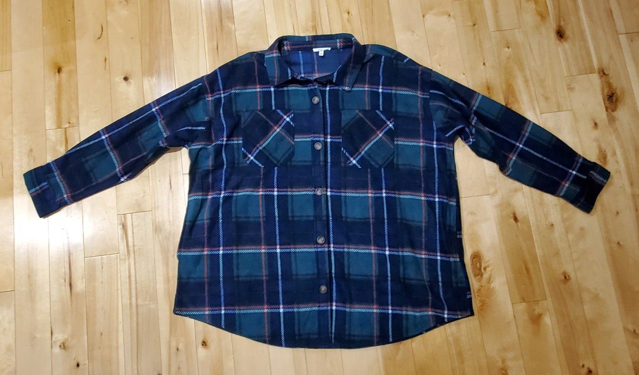 NEW Maurices Plaid Fleece Shacket (2XL)