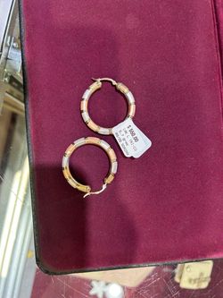 14K Tri-Color Gold Hoop Earrings