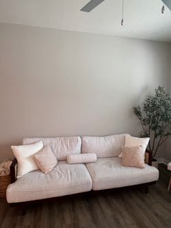 Walnut rattan couch