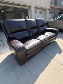 Brown leather recliner couch